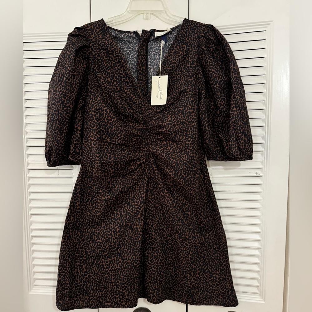 Brown/Black  Dress Universal Thread zippered back gathered front knee length